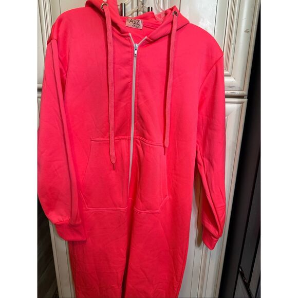 A2Z For Kids Girls Full Zip Hooded One Piece Jumpsuit Hot Pink Size 11-12 - Picture 11 of 11